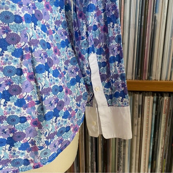 NWOT JCREW Blue and Purple Liberty Floral Shirt Size 2 - Picture 4 of 7